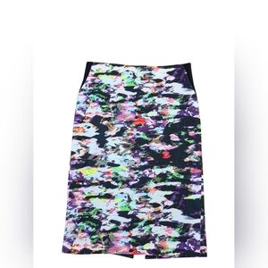 Dalia Bold Abstract Watercolor Print Midi Pencil Skirt Size 8